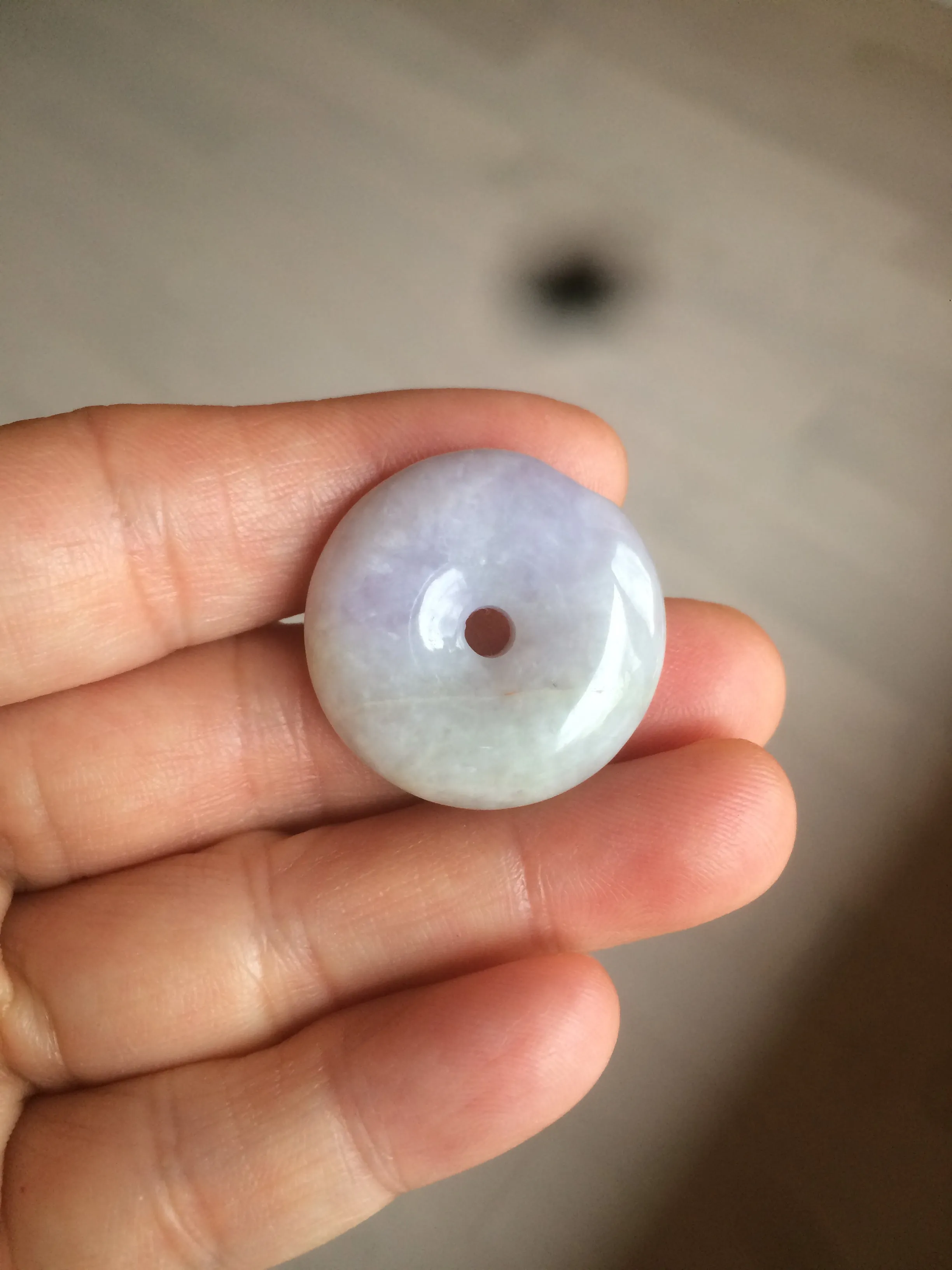 100% natural type A purple/gray/green jadeite jade safety donut pendant necklace AF25