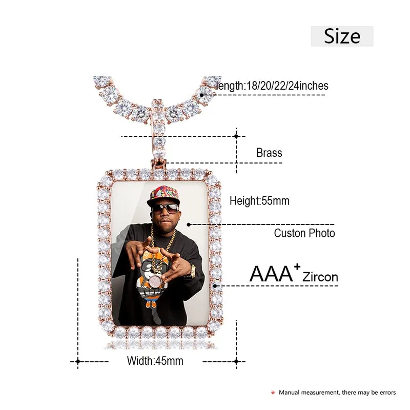 14K Gold Plated Personalized Square Photo Necklace- Best Gift For Dad