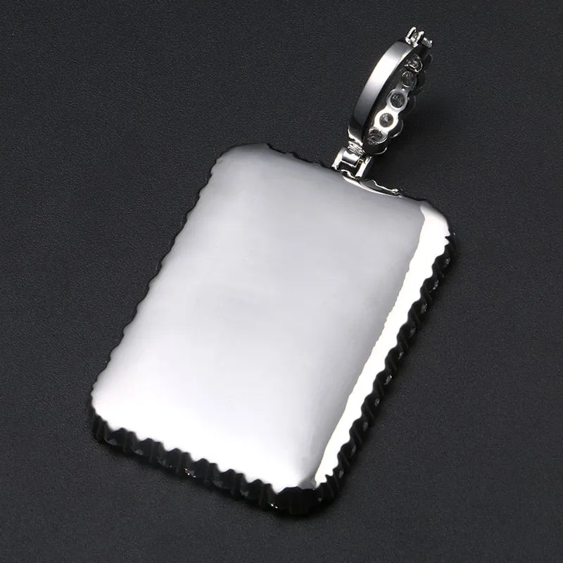 14K Gold Plated Personalized Square Photo Necklace- Best Gift For Dad