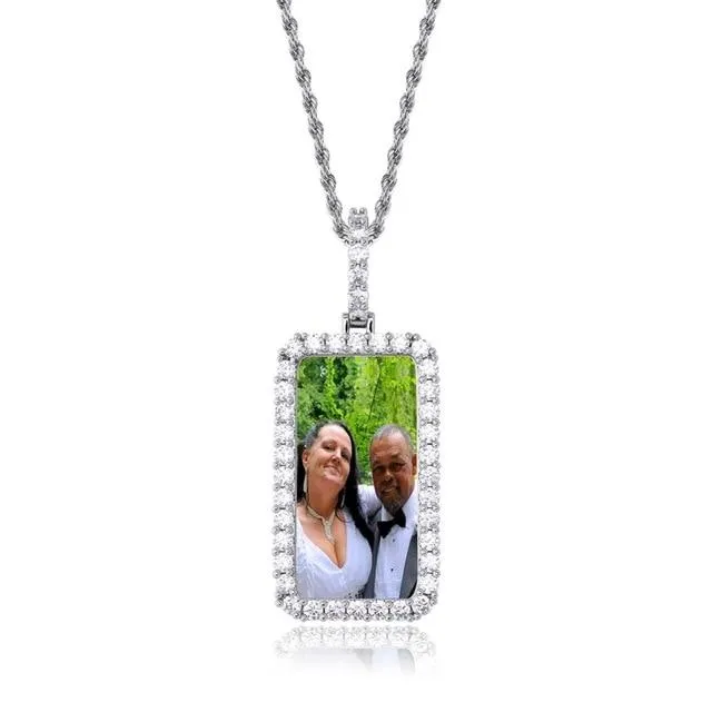 14K Gold Plated Personalized Square Photo Necklace- Best Gift For Dad