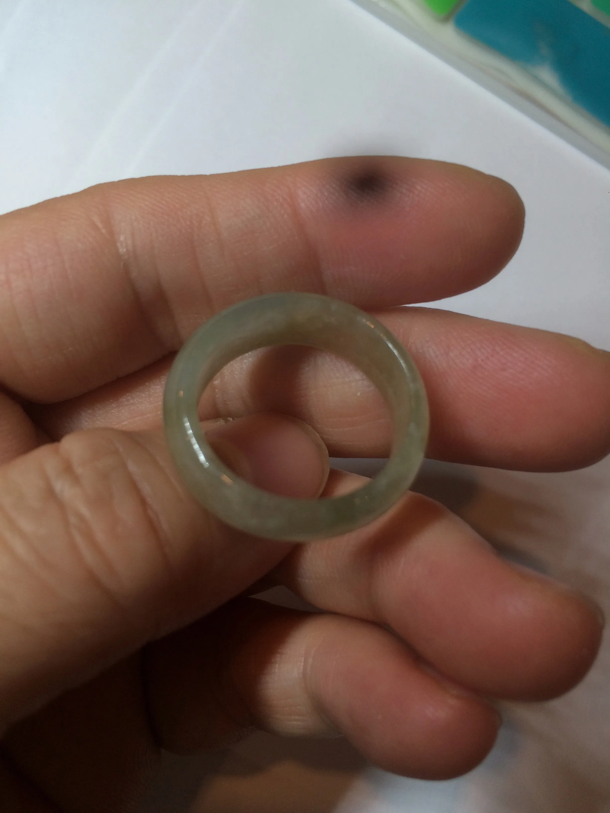 18.5mm size 8 1/2 100% natural type A icy watery light green/yellow jadeite jade band ring AZ95