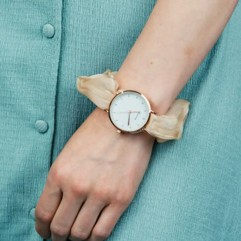 Blue Handmade Colour Women Elastic Strap Bracelet Wristwatch