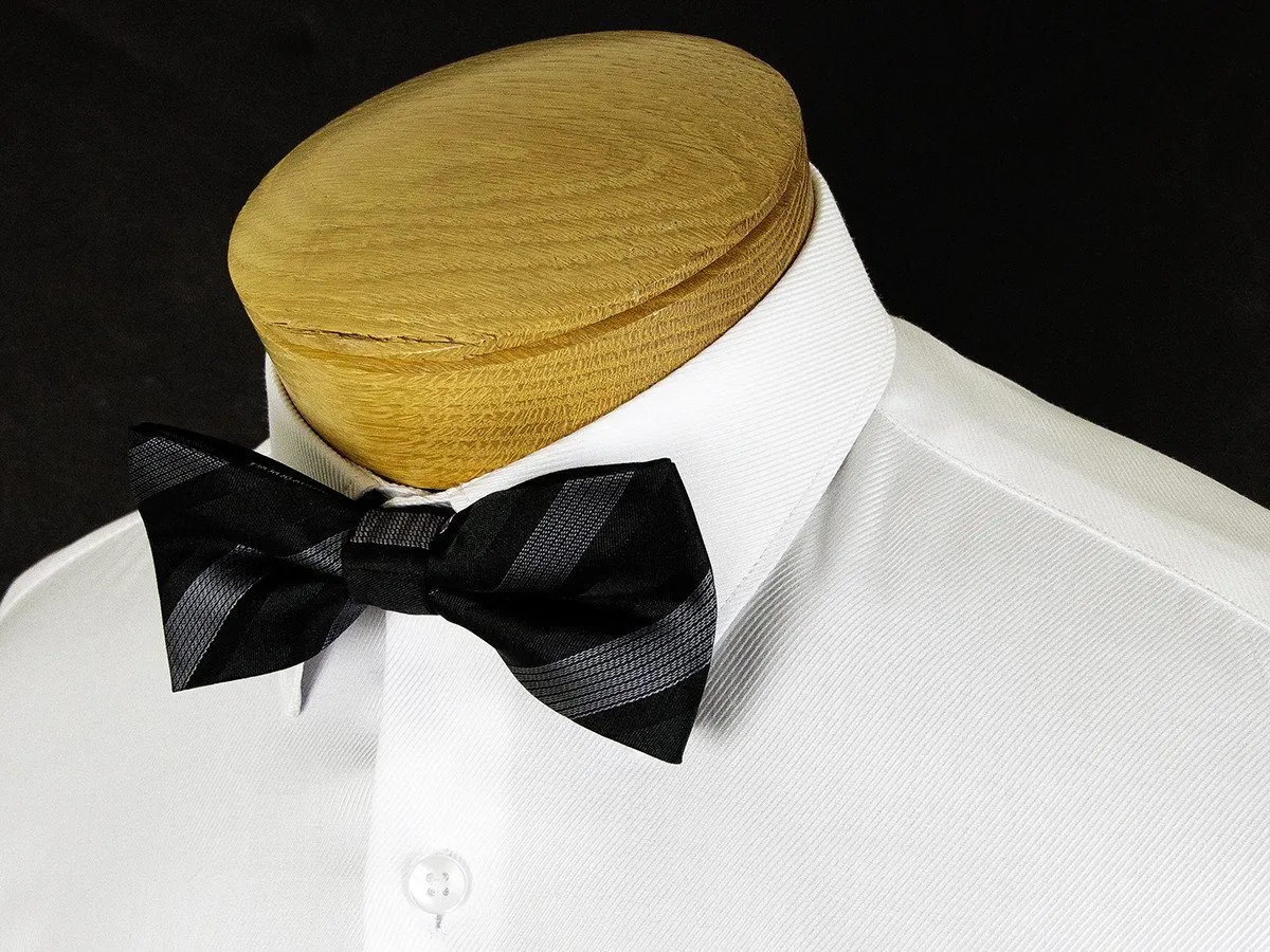 Boy's Bow Tie 24919 Black/Charcoal Stripe
