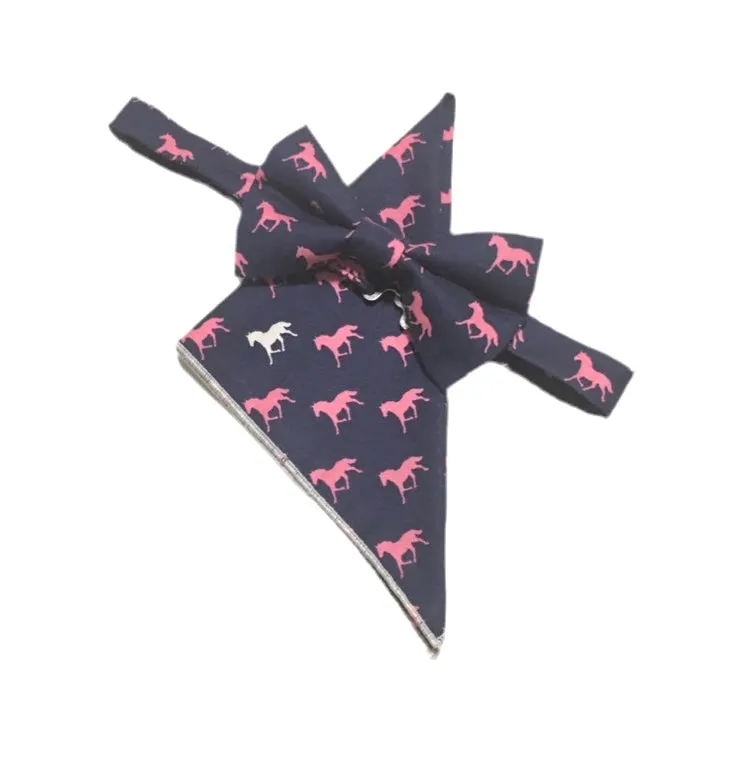 Derby Horses Bow Tie & Pocket Square Set
