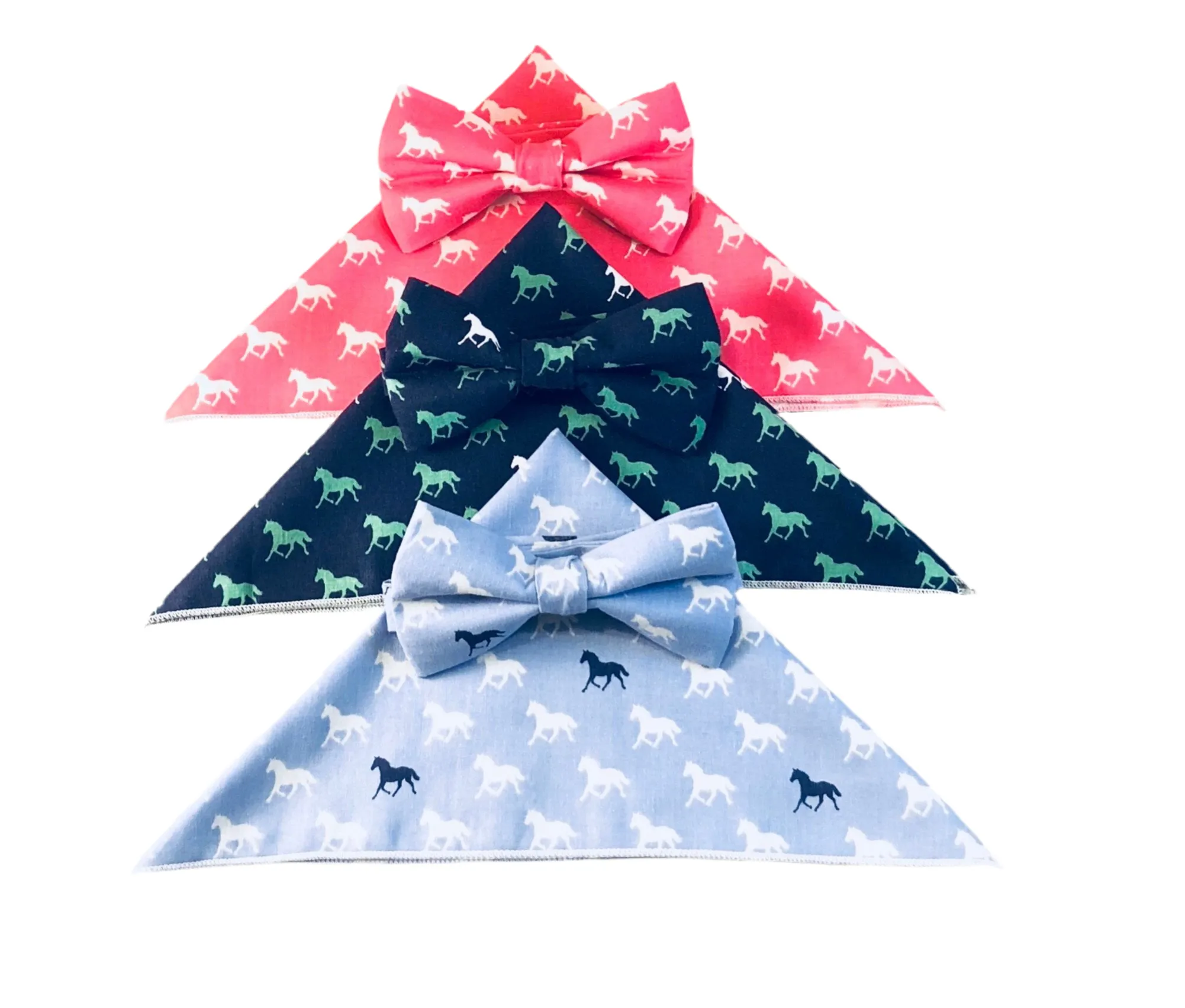 Derby Horses Bow Tie & Pocket Square Set