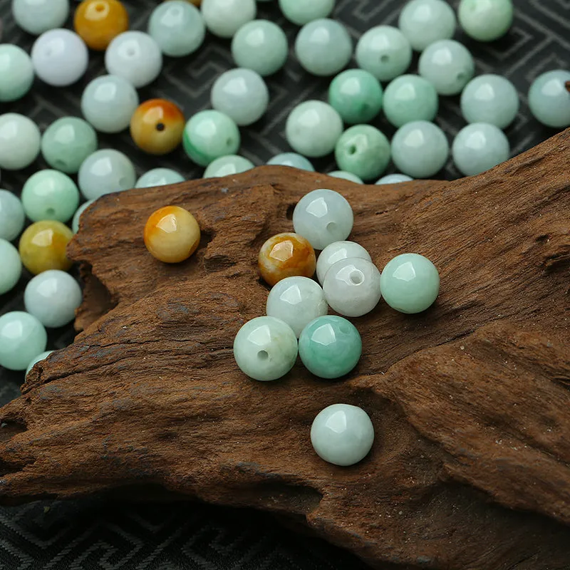 Diameter 9mm-10mm Natural Jade Beads Jadeite Mixed Colors Bead WBD28