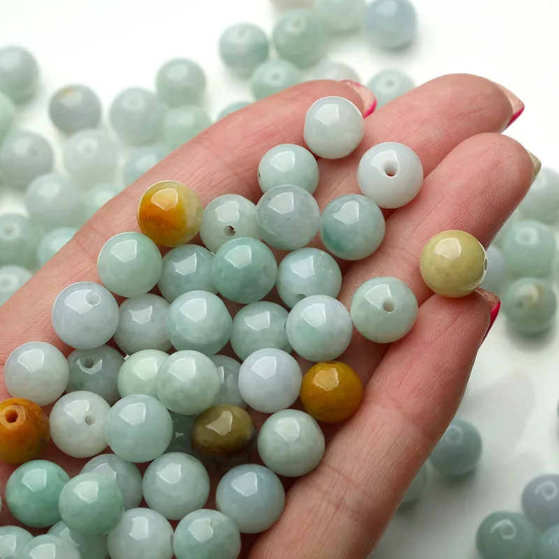 Diameter 9mm-10mm Natural Jade Beads Jadeite Mixed Colors Bead WBD28