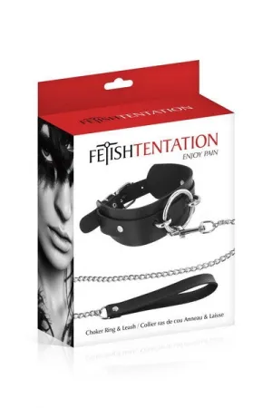 Faux Leather Collar & Chain Leash