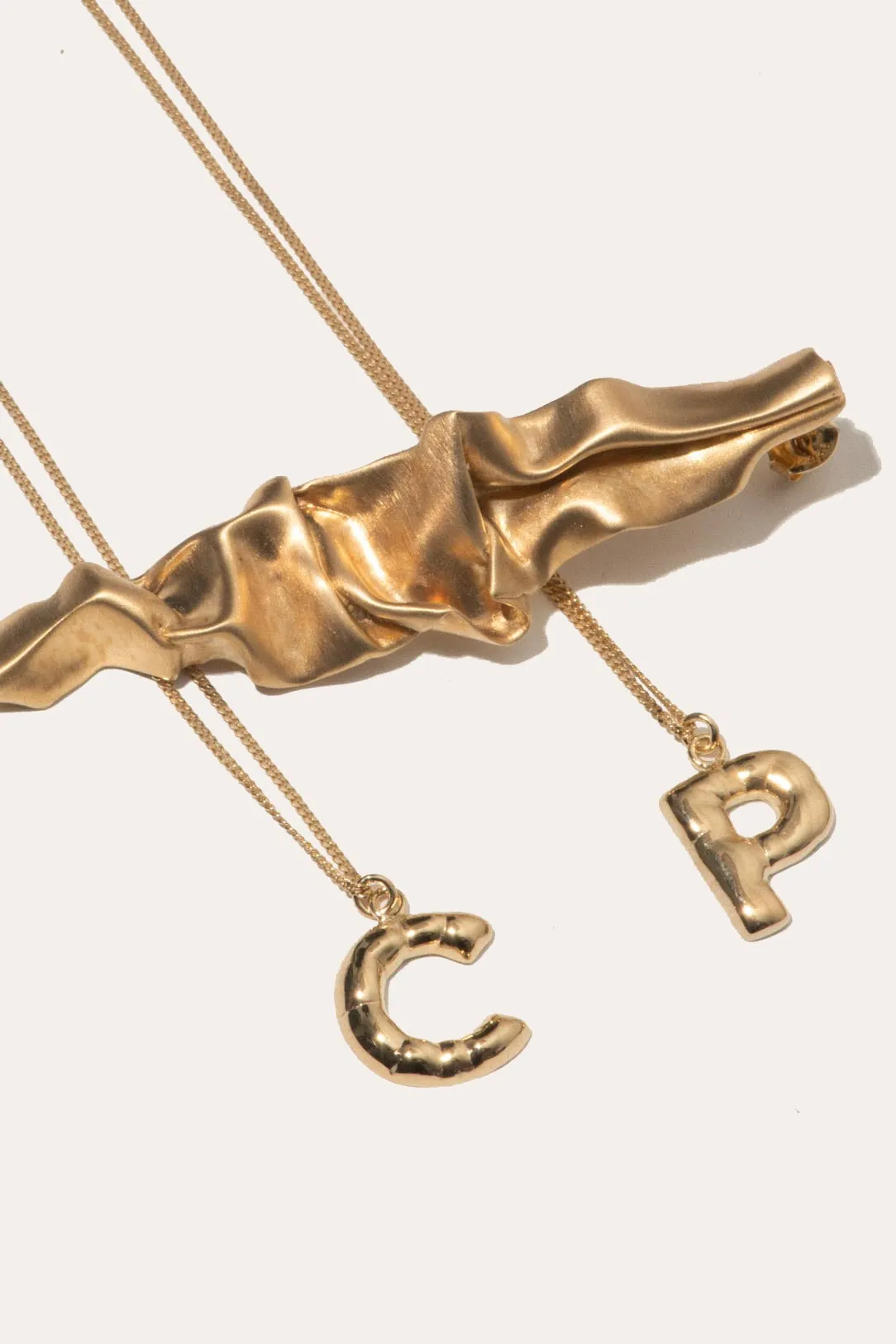 Gold Plated C Pendant with Chain