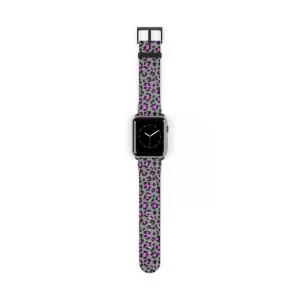 Grey and Pink Leopard Print Apple Watch Band
