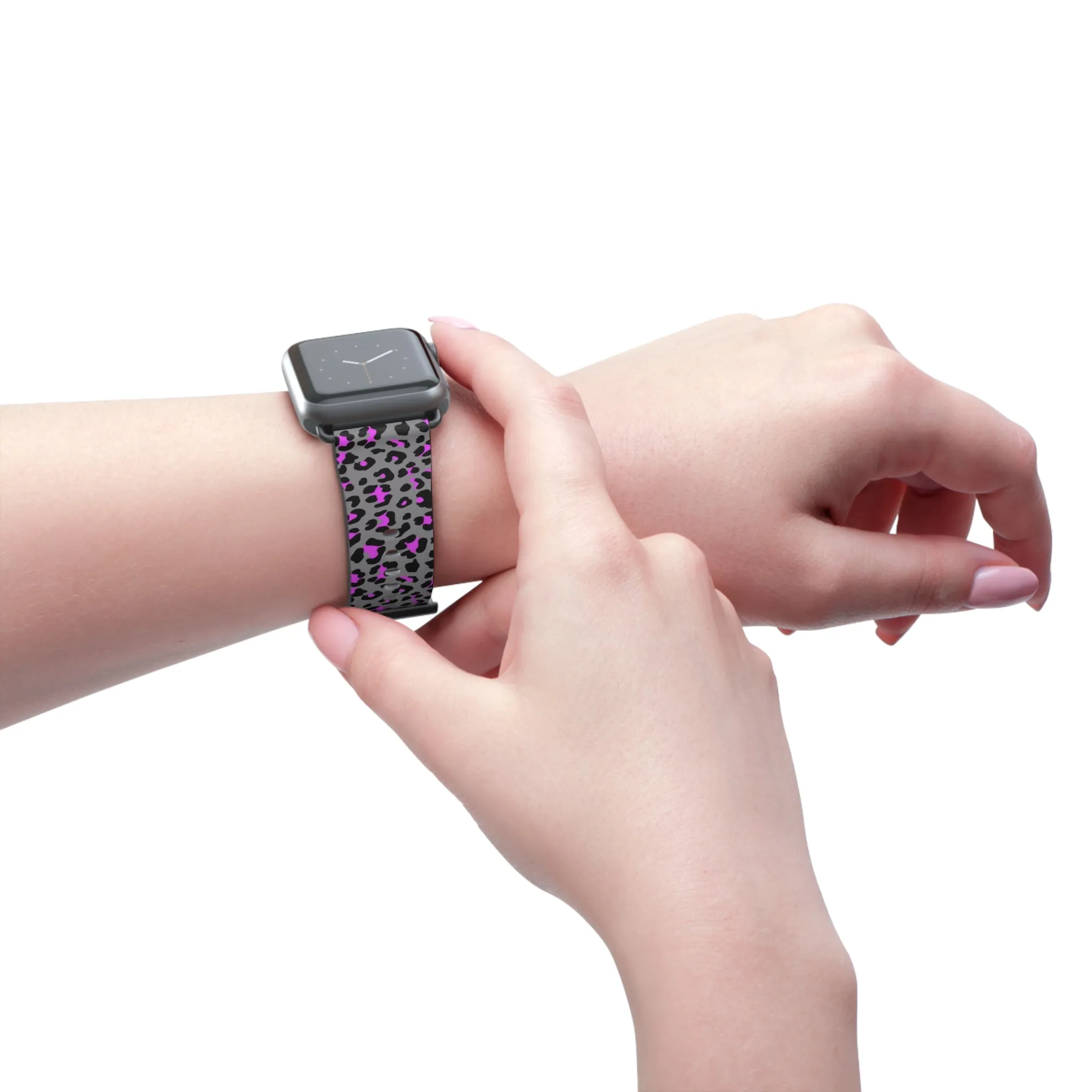 Grey and Pink Leopard Print Apple Watch Band