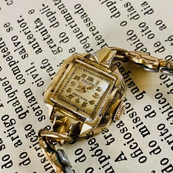 Gruen veri-thin 10KGF manual winding men's women's vintage analog watch