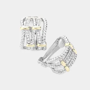 iLLASPARKZ 14K Gold Plated Two Tone Twisted Clip On Earrings