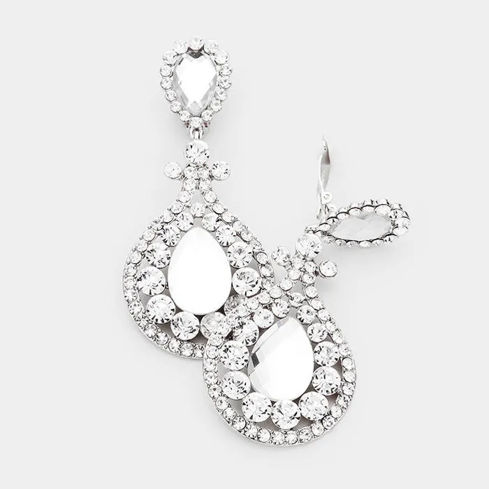 iLLASPARKZ Crystal Pave Trimmed Teardrop Clip On Earrings