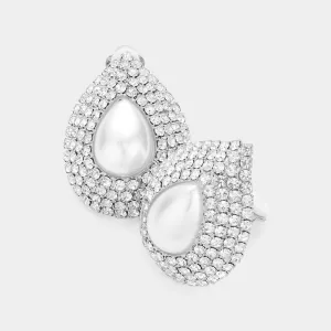 iLLASPARKZ Crystal Pearl Teardrop Clip On Earrings