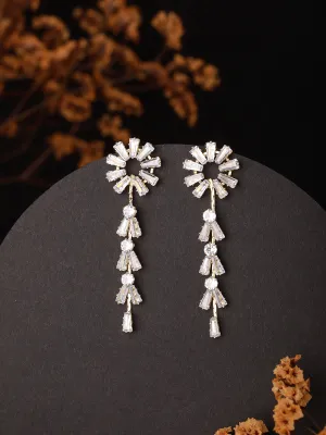 Jazz And Sizzleâ Gold-Plated Silver Toned & Cz Stone-Studded Drop Earrings