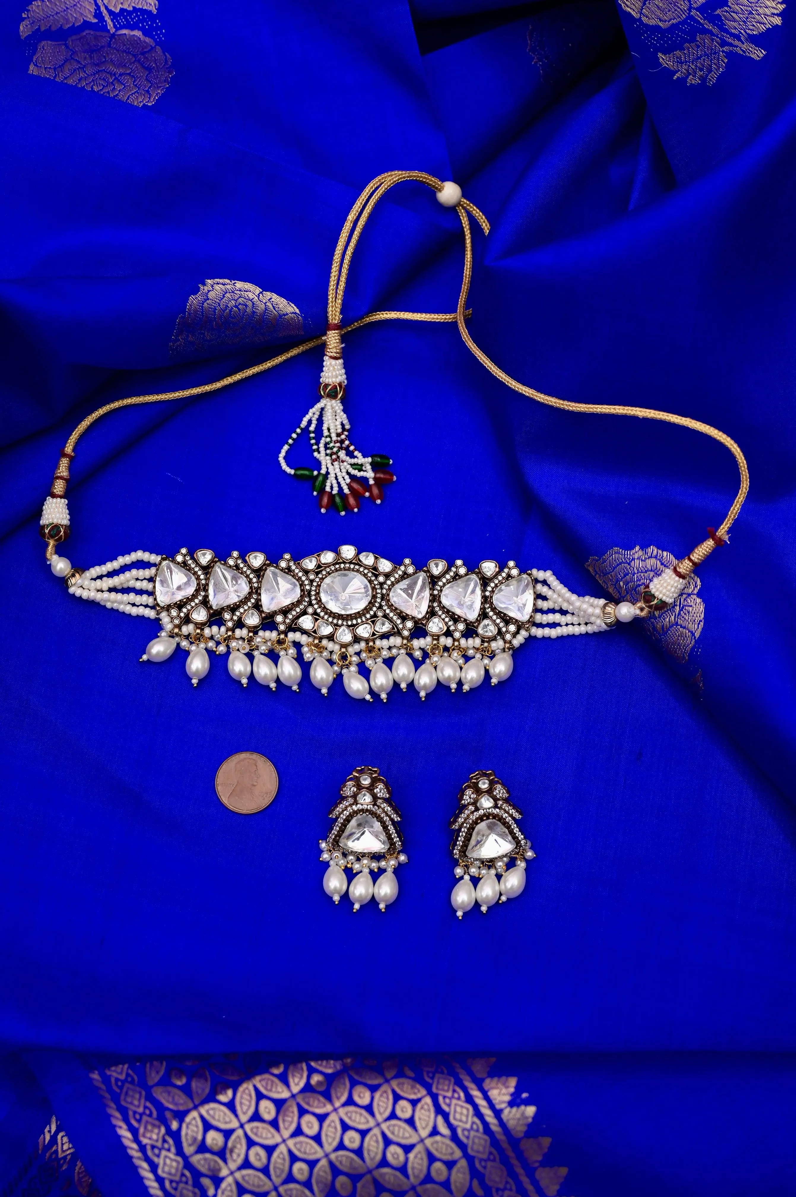 Marwar Style Kundan and AD Stonework Choker Necklace Set