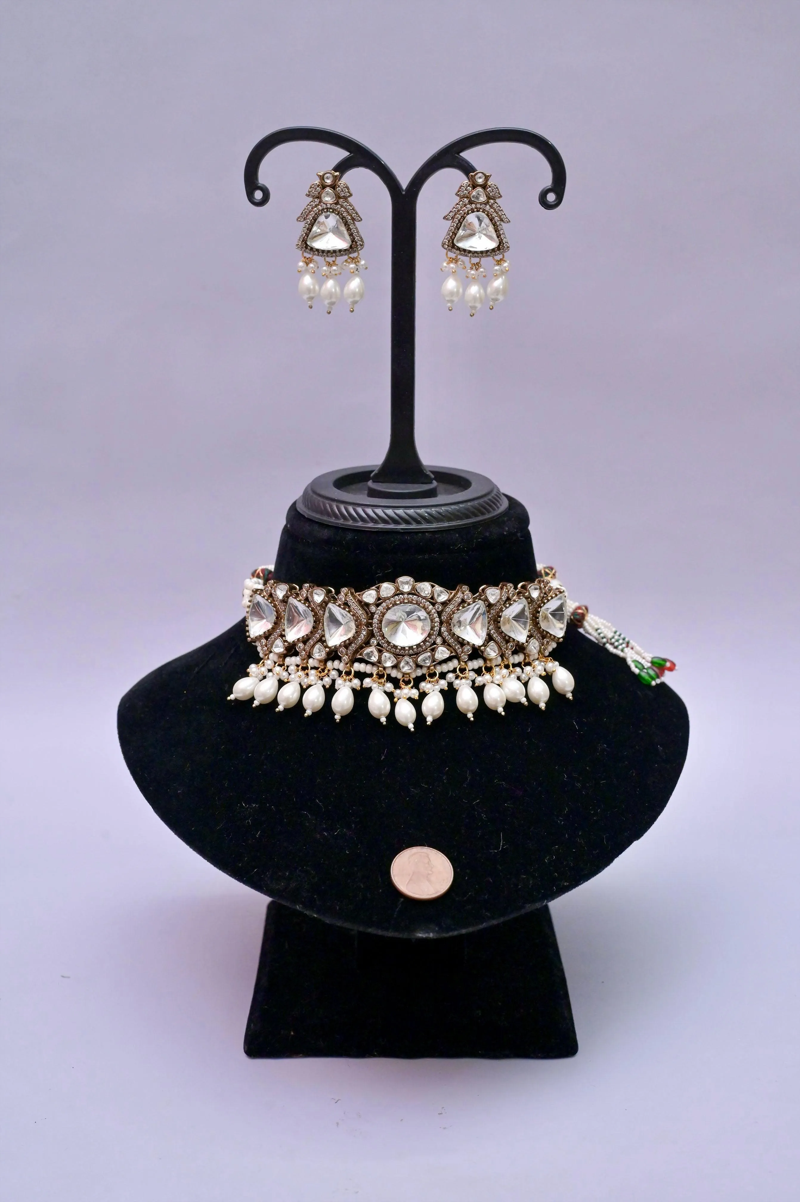 Marwar Style Kundan and AD Stonework Choker Necklace Set