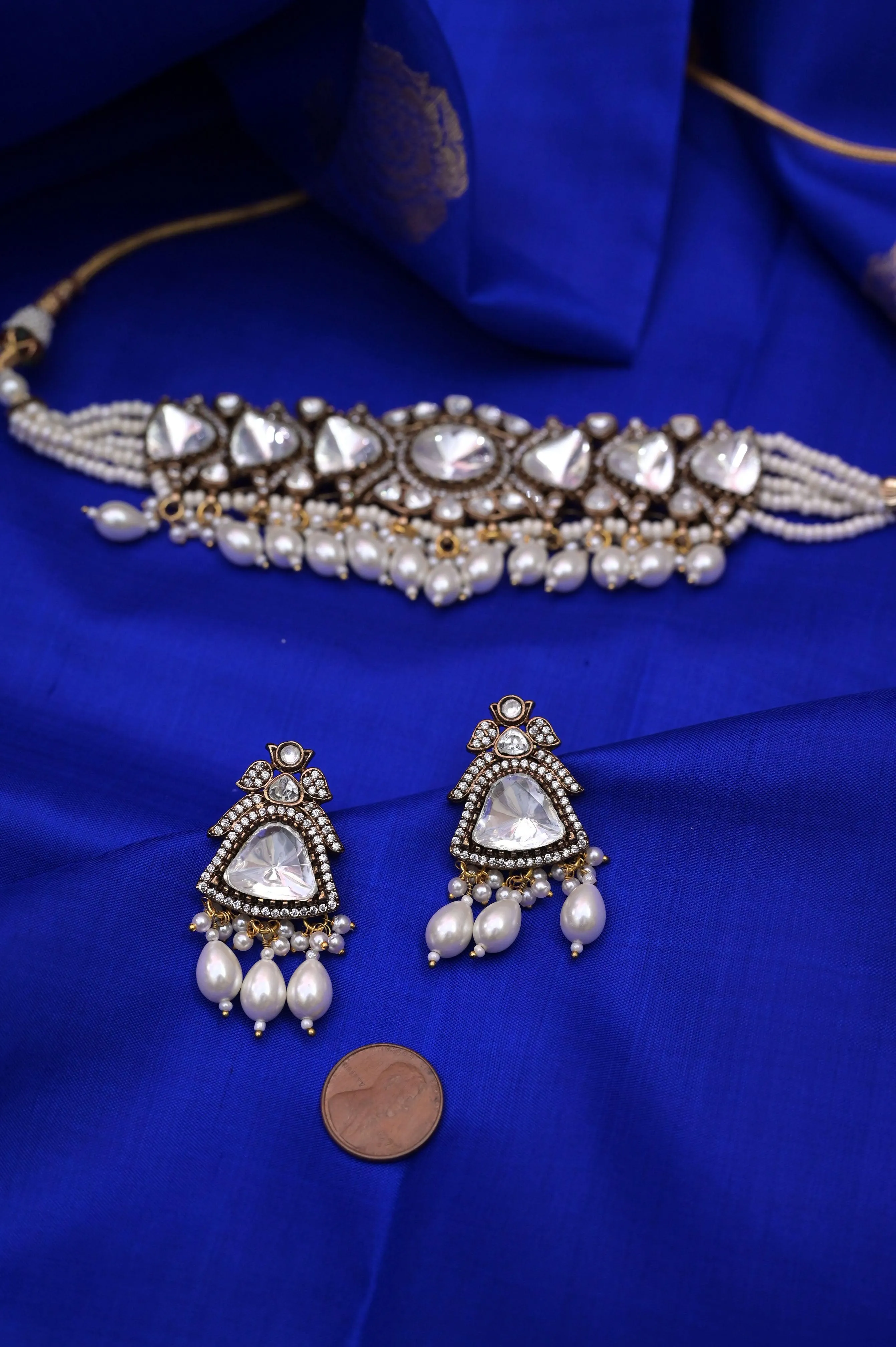 Marwar Style Kundan and AD Stonework Choker Necklace Set