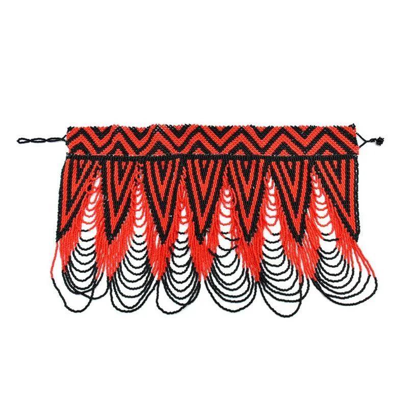 Mawe Long Beaded Bib Necklace 02