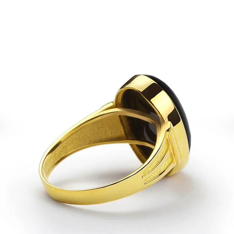 Men's Statement 14k Gold Ring with Black Onyx Stone