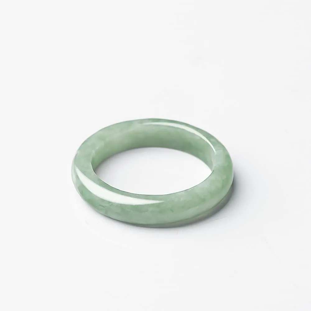 Natural Pea-Green Jadeite Ring Green Good Luck Fengshui Jewelry Jade Ring for Women Men Unisex with Gift Box