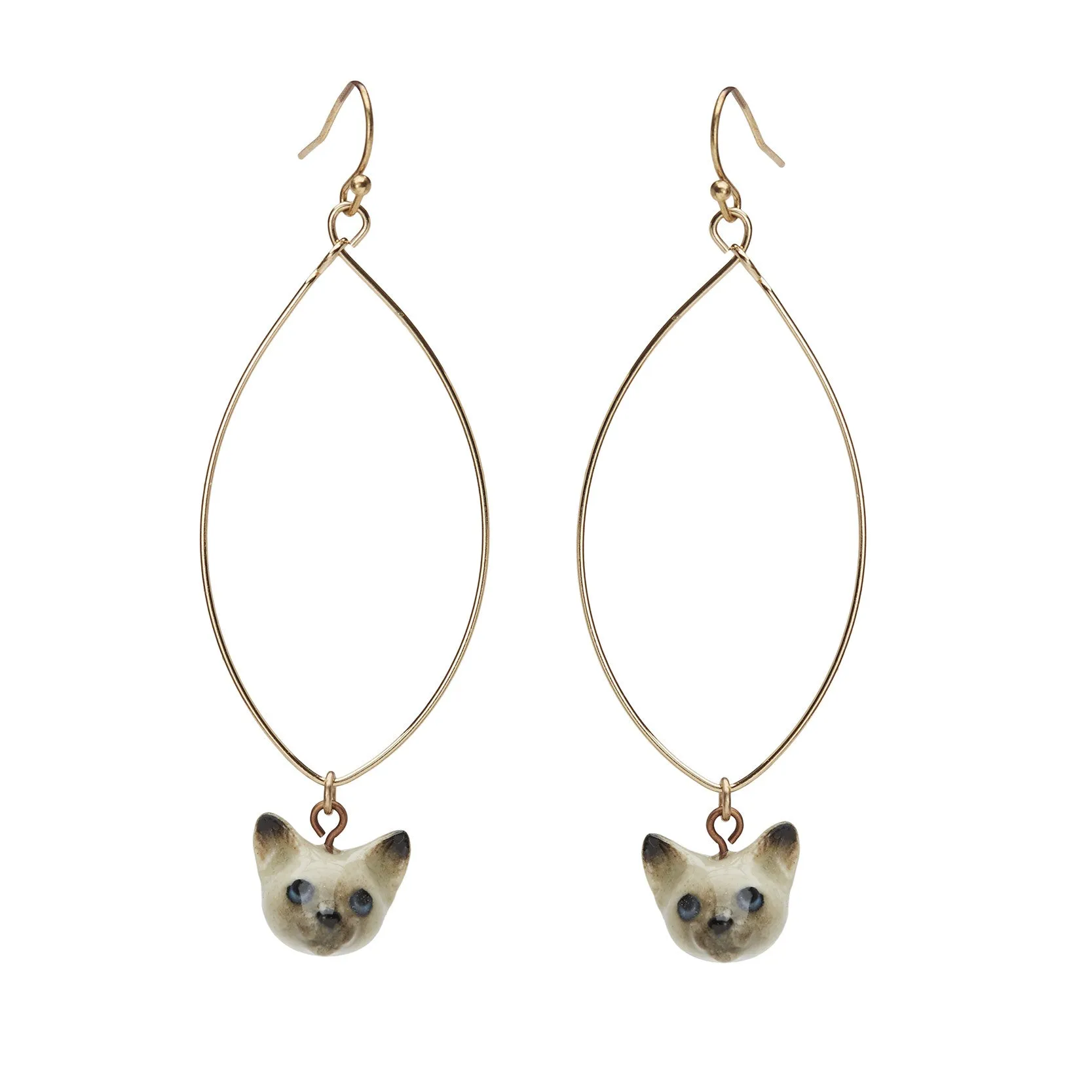 Oval Drop Kitten Earrings