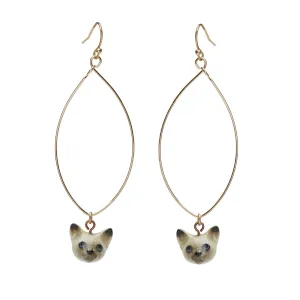 Oval Drop Kitten Earrings