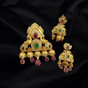 Peacock Antique Gold Pendant set