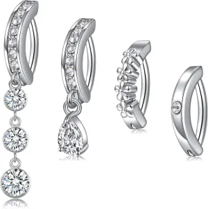 QWALIT Belly Rings - Short Bar Belly Button Rings in Surgical Steel with Opal Stones - 6mm & 10mm