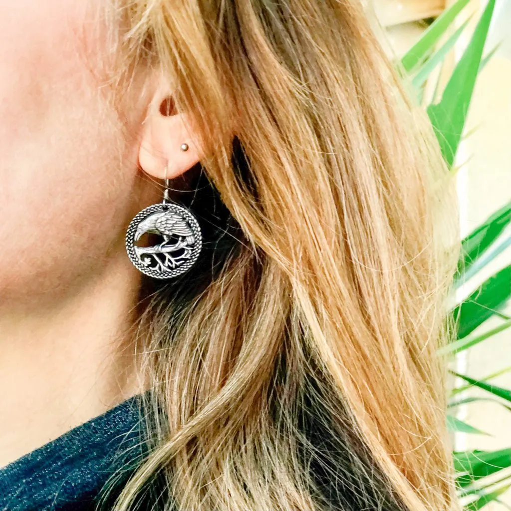 Raven Jewelry Set, Hair Clip and Earrings