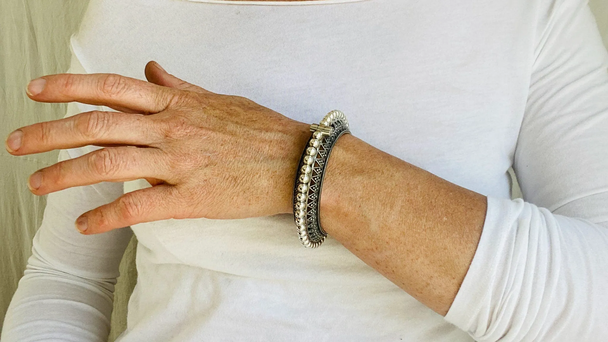 Sterling Silver Indian Bangle.