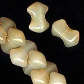 Vintage opalescent interlocking bowtie beads 10mm. Strand of 25 beads. B11-YO-0330(e)