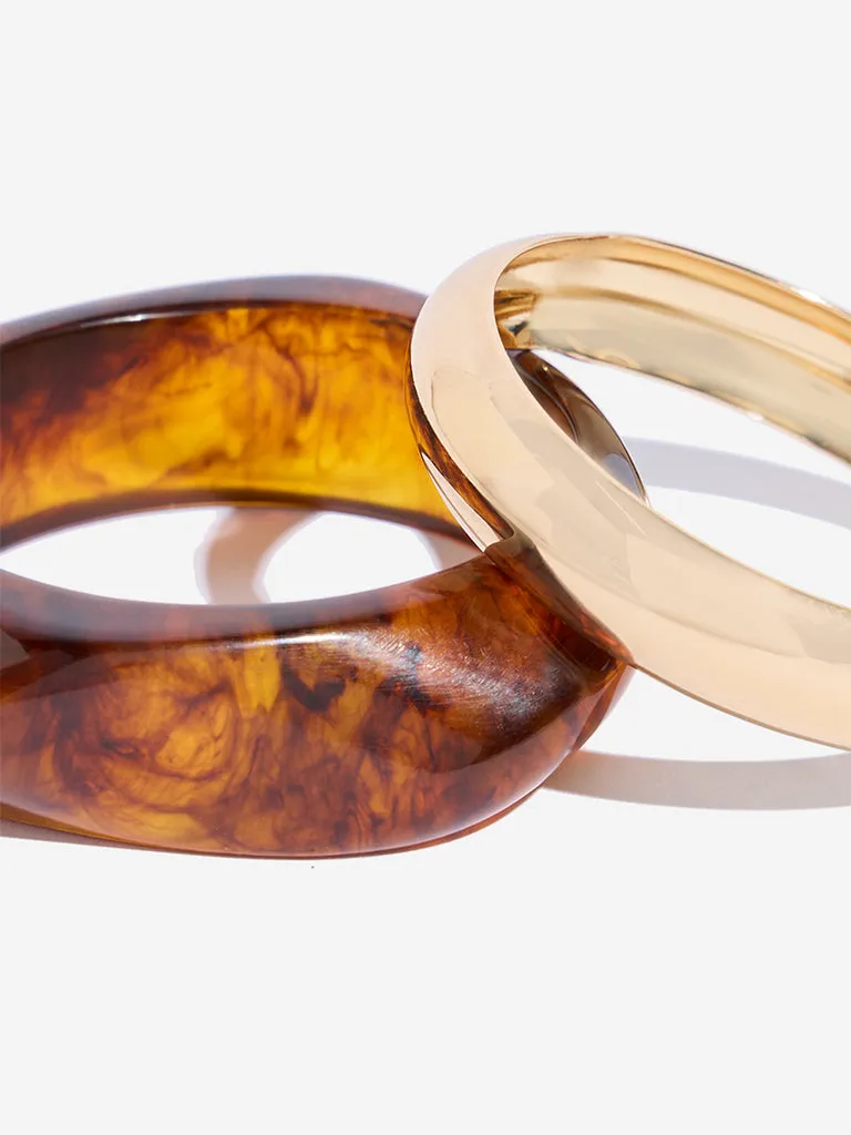 Westside Accessories Gold and Amber Bangle Set